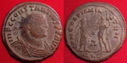 Ancient Coins - CONSTANTIUS I CHLORUS AUGUSTUS AE post reform radiate fraction. Alexandria, CONCORDIA MILITVM