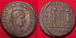 Ancient Coins - CONSTANTIUS II CAESAR AE3. Cyzicus mint, soldiers and standards.