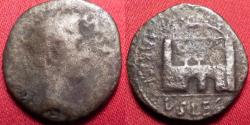 Ancient Coins - AUGUSTUS AR silver denarius. Struck under Publius Carisius. City walls of Augusta Emerita