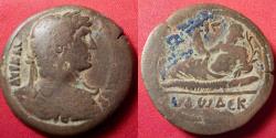 Ancient Coins - HADRIAN AE large drachm. 127-128 AD. Nilus reclining, crocodile below.