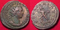 Ancient Coins - FLORIAN AE silvered antoninianus. Lugdunum mint. PACATOR ORBIS, Sol advancing, hand raised, holding whip. Superb