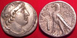 Ancient Coins - ANTIOCHUS VII EUERGETES SIDETES AR silver tetradrachm. 130-129 BC. Eagle on prow, club beside