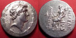 Ancient Coins - DEMETRIOS I SOTER AR silver tetradrachm. Antioch on the Orontes, 162-154 BC. Tyche seated on throne supported by Tritoness