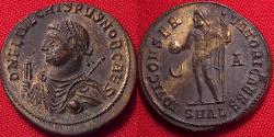 Ancient Coins - CRISPUS CAESAR silvered follis. Alexandria. IOVI CONSERVATORI. Attractive toning