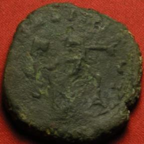 Ancient Coins - POSTUMUS & PHILIP THE ARAB AE radiate double sestertius. Fides standing, holding standards. 'Failed' overstrike on a Philip I LIBERALITAS type. Undertype clearer than overtype