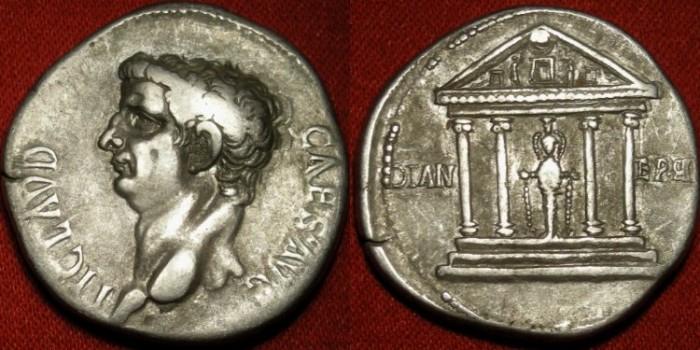 CLAUDIUS AR silver cistophorus. Ephesus mint, 41-42 AD. Tetrastyle ...