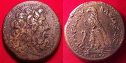 Ancient Coins - PTOLEMY III EUERGETES 35mm triobol. Eagle standing, Chi-Ro between legs.