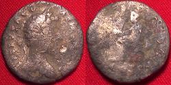 Ancient Coins - LUCIUS VERUS AR silver denarius. Fortuna seated, holding rudder & cornucopia.