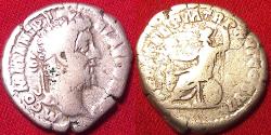 Ancient Coins - COMMODUS AR silver denarius. ROM FEL, 190-191 AD, Roma seated.