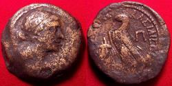 Ancient Coins - CLEOPATRA VII PHILOPATOR, Queen & Pharaoh of Egypt, AE 80 drachmae. Eagle on thunderbolt.