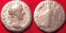 Ancient Coins - COMMODUS AUGUSTUS AR silver denarius. Providentia standing, globe at her feet
