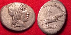 Ancient Coins - C CENSORINUS AR silver denarius. Apollo / Horse galloping