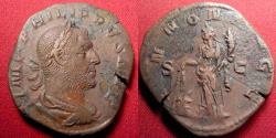 Ancient Coins - PHILIP I AE sestertius. ANNONA standing, holding cornucopia and corn ears over modius