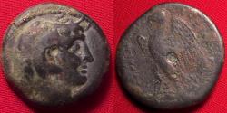 Ancient Coins - PTOLEMY II PHILADELPHOS AE obol. Alexander III in elephant skin headdress. Eagle standing