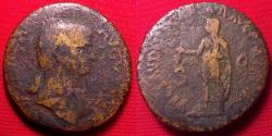 Ancient Coins - ANTONIA AE dupondius. Togate Claudius standing, holding simpulum.