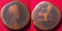 Ancient Coins - MARCUS AURELIUS AE sestertius. DE GERMANIS, pile of German arms & trophy. Scarce.