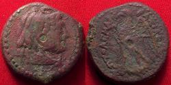Ancient Coins - PTOLEMY II PHILADELPHOS AE hemiobol. Alexander III in elephant skin headdress. Eagle standing