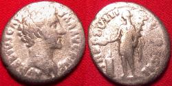 Ancient Coins - MARCUS AURELIUS CAESAR AR silver denarius. Genius Exercitus holding standard and patera, altar at her feet.