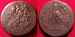 Ancient Coins - PTOLEMY III EUERGETES 35mm triobol. Eagle standing, Chi-Ro between legs.