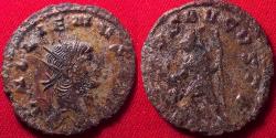 Ancient Coins - GALLIENUS AE antoninianus. Rome, sole reign. VIRTVS AVG, Mars standing left