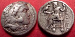 Ancient Coins - ALEXANDER III THE GREAT AR silver tetradrachm. Under the authority of Antigonos I Monopthalmos as Strategos. Ake or Tyre under Azemilkos, 312-311 BC. Herakles / Zeus enthroned
