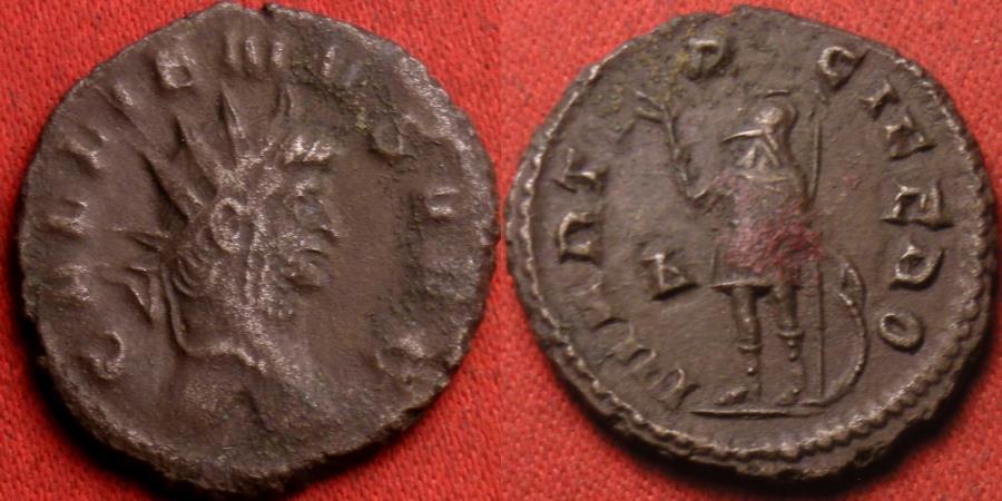 Ancient Coins - GALLIENUS AE antoninianus. MARTI PACIFERO, Mars standing, holding branch.