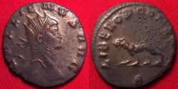 Ancient Coins - GALLIENUS AE silvered antoninianus. LIBERO P CONS AVG, Panther walking left.