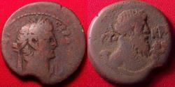 Ancient Coins - CLAUDIUS AE diobol. Alexandria. Nilus, cornucopiae before and behind, front one with Genius emerging