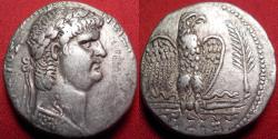 Ancient Coins - NERO AR silver tetradrachm. 62-63 AD. Eagle on thunderbolt. 15.2 grams