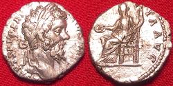 Ancient Coins - SEPTIMIUS SEVERUS AR silver denarius. Indulgentia seated left. Rare.