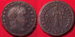 Ancient Coins - MAXIMIANUS AE large follis. Aquileia, 300 AD. Moneta standing, holding scales.