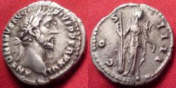 Ancient Coins - ANTONINUS PIUS AR silver denarius. COS IIII, Fortuna standing