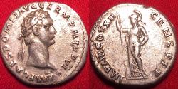Ancient Coins - DOMITIAN AR silver denarius. Rome, 87 AD. Minerva standing left, holding spear.