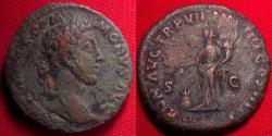 Ancient Coins - COMMODUS AE as. 181-182 AD. Annona standing left, holding grain ears over full modius