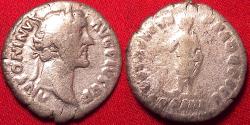 Ancient Coins - ANTONINUS PIUS AR silver denarius. VOTA SUSCEP DECENN III, Pius sacrificing over altar.