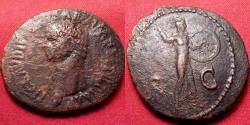 Ancient Coins - CLAUDIUS AE as. Minerva advancing right, holding spear & shield. Very heavy 15.6 grams