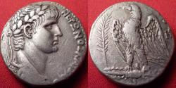 Ancient Coins - NERO AR silver tetradrachm. 60-61 AD. Eagle on thunderbolt.