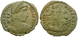 Ancient Coins - Constantius II (AD 337-361) Æ Centenionalis / Emperor in Galley