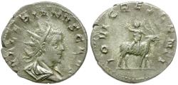 Ancient Coins - Valerian II, Caesar (AD 256-258) AR Antoninianus / Jupiter riding Goat