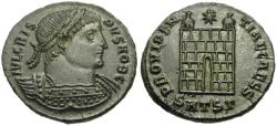 Ancient Coins - Crispus, Caesar (AD 317-326) Æ3 / Camp Gate
