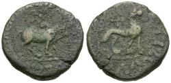 Ancient Coins - Indo-Skythian. Azes (58-12 BC) Æ Hexachalkon / Lion