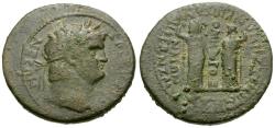 Ancient Coins - Nero (AD 54-68). Phrygia. Laodicea ad Lycum. Homonoia (alliance) with Smyrna Æ25 / Demoi of Laodicea and Smyrna