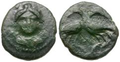 Ancient Coins - Lucania. Laus Æ14 / Two Crows