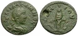 Ancient Coins - Saloninus, Caesar (AD 258-260). Ionia. Samos Æ16 / Cult Statue