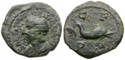 Ancient Coins - Tranquillina (AD 238-244). Thrace. Deultum Æ18 / Dolphin