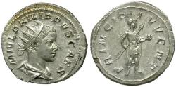 Ancient Coins - Philip II, as Caesar (AD 244-247) AR Antoninianus / Emperor in Military Dress