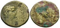 Ancient Coins - Claudius (AD 41-54) with Divus Augustus. Troas. Ilium Æ22