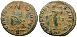 Ancient Coins - Maximinus II Daia (AD 310-313). Anonymous Æ 1/4 Follis / Tyche & Apollo