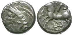 Ancient Coins - Ancient France. Celtic Gaul. Aedui or Lingones Tribe Kaletedou type AR Quinarius