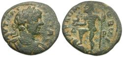 Ancient Coins - Geta, as Caesar (AD 198-211). Arabia. Rabbathmoba Æ24 / Neptune